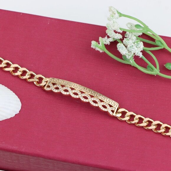 "Rose Gold Greek Key Infinity Chain Bracelet, XPBL0967 - Picture 13 of 13